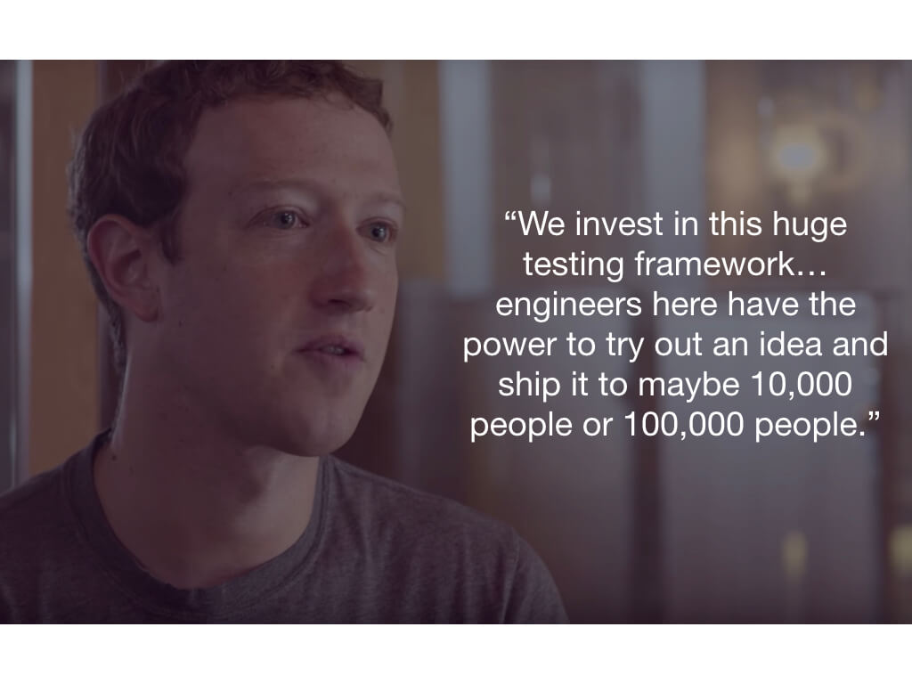 Zuckerberg discussing testing